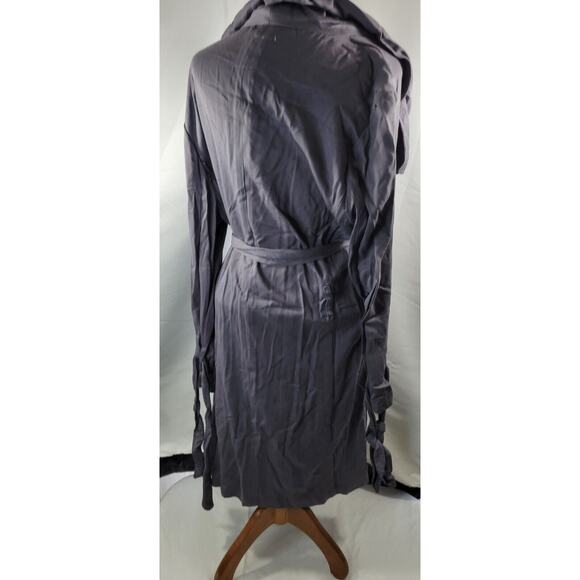 Thread & Supply Womens Medium Charcoal Maxi Belted Open 3/4 Tie Sleeve Cardigan - Picture 4 of 5